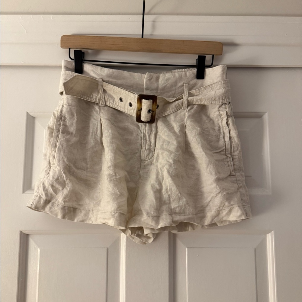 Christian Siriano Cream Women's 100% Linen Shorts